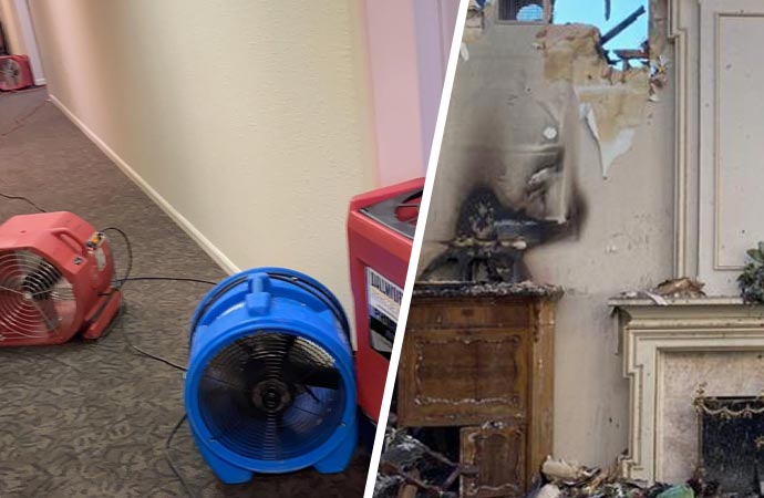 water damage restoration and fire damaged property