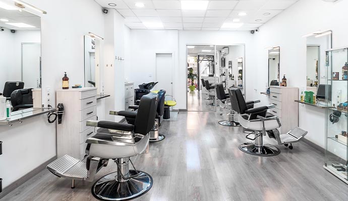 A bright, modern hair salon interior