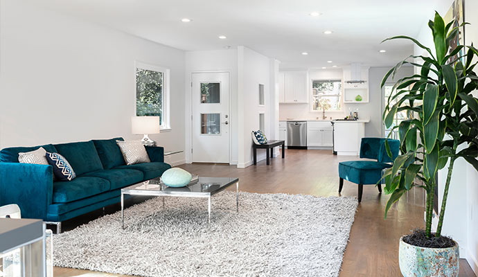 A clean beautiful living room