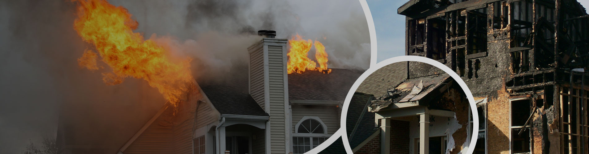 Banner of fire damaged house