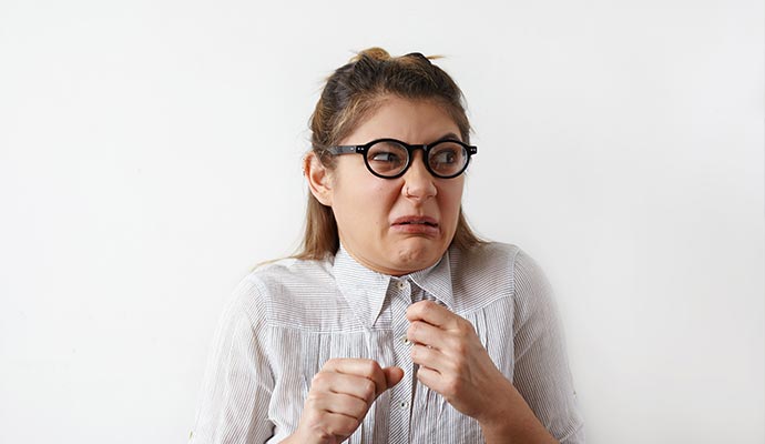 woman reacting to mold