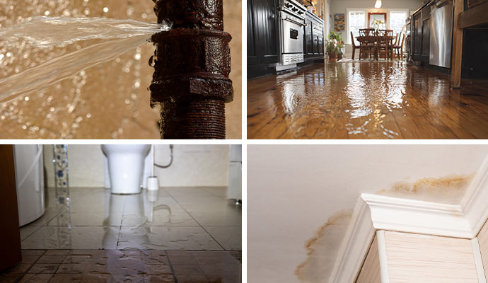 Collage of different water damages