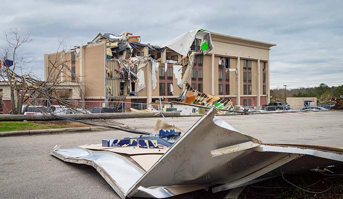 Storm and Tornado damaged building