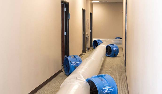 Water damage restoration blue machine