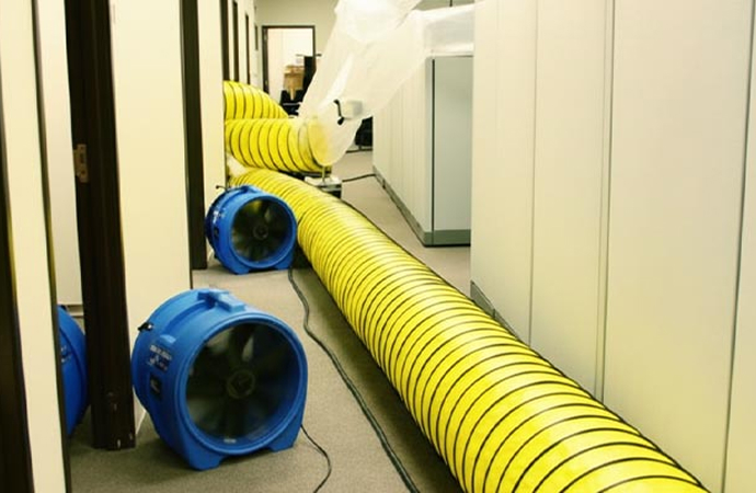 Water damage restoration setup