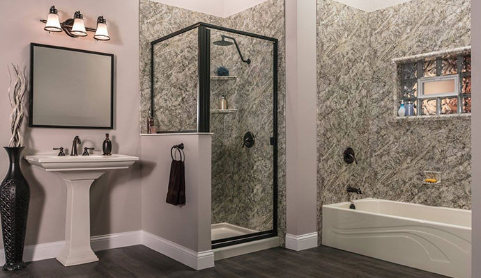 Remodeled bathroom that was completed by our restoration team