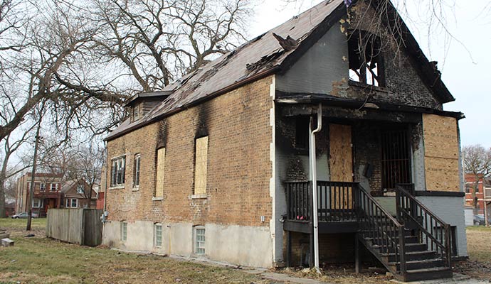Emergency board-up services for fire damaged building