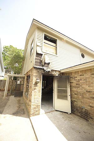 exterior of home that had caught fire