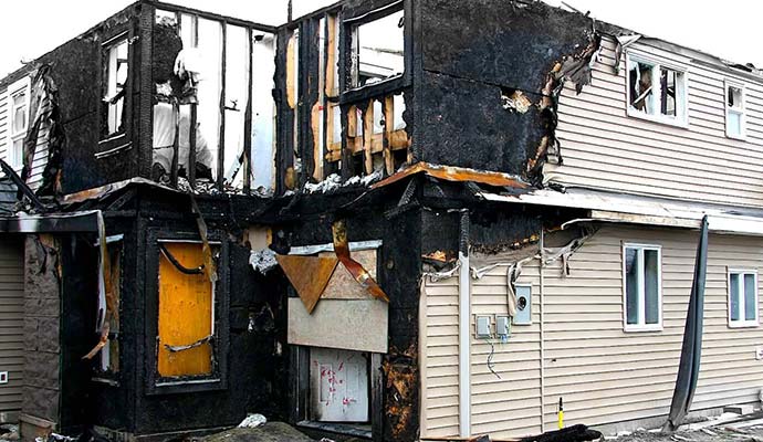Fire damaged house