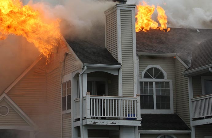 Fire on the house roof