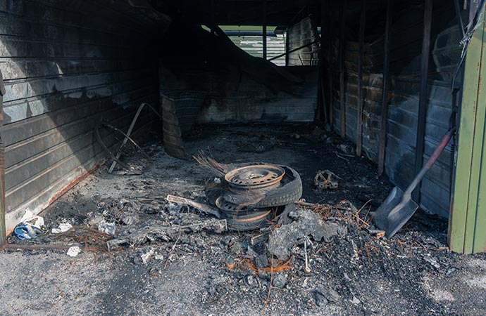 fire damaged garage