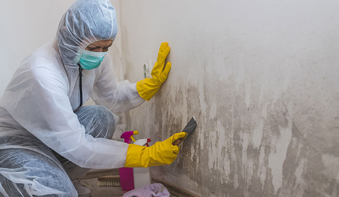 Expert cleaning mold on the wall