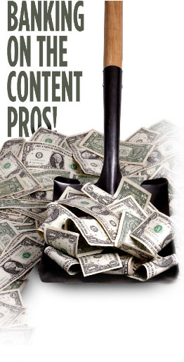 Bank on Contents Restoration a shovel scooping up a pile of money