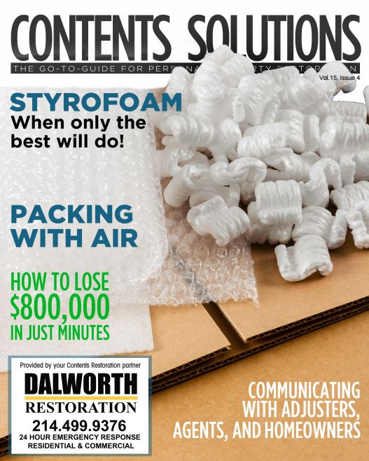 2015 April Issue of Contents Solutions styrofoam and air bubbles on a box for packing materials