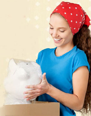 Woman Packing up Items from home