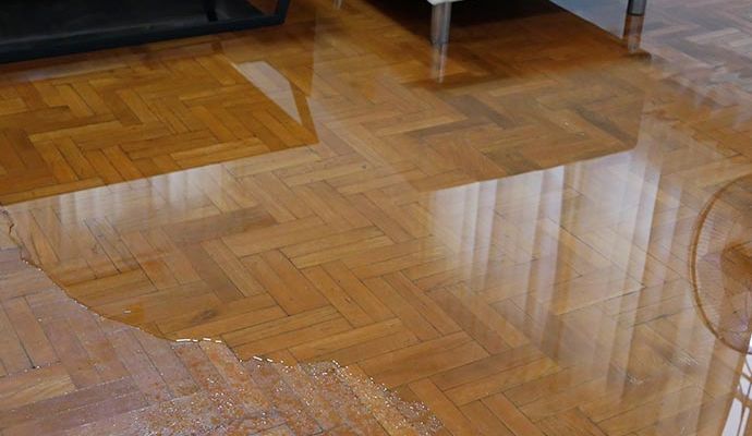 Plumbing leak damaged wooden floor