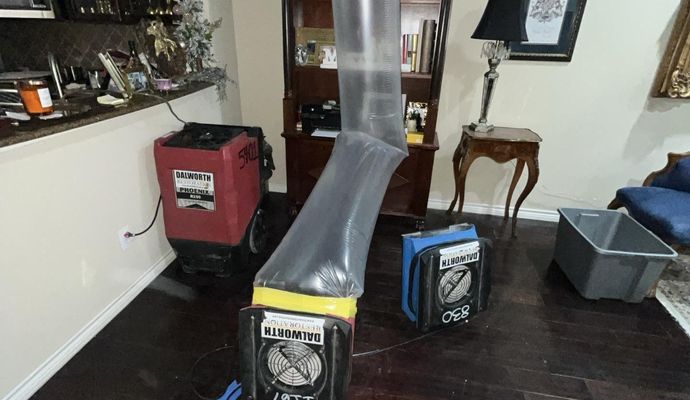 Professional dehumidification and structural drying equipment used for targeted moisture control and emergency water cleanup after interior property damage.