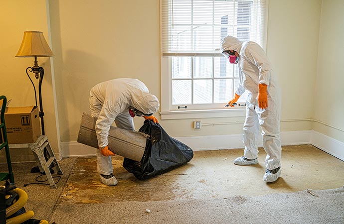 Professional worker cleaning trauma scene