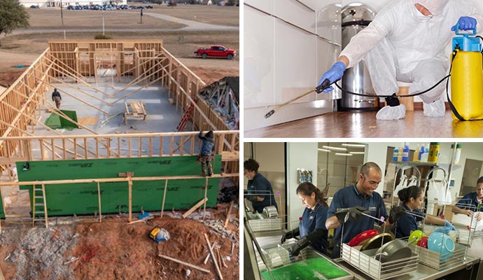 Collage of reconstruction, disinfection and content restoration services