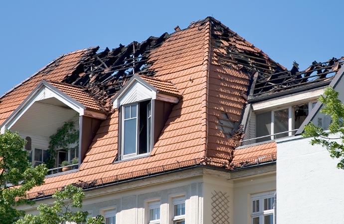 Fire damaged residential home