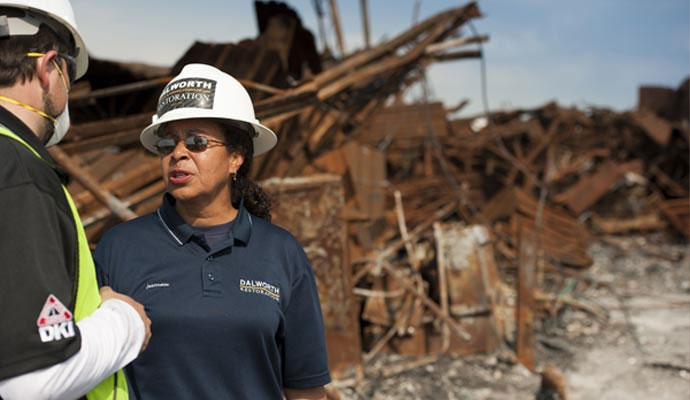 Dalworth restoration dki workers at demolition site