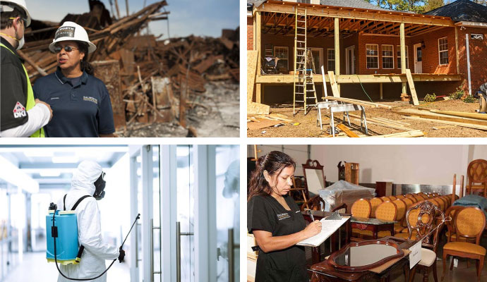 Disaster recovery property restoration collage