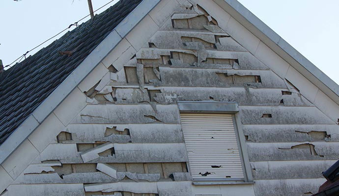 Exterior vinyl siding hail damage