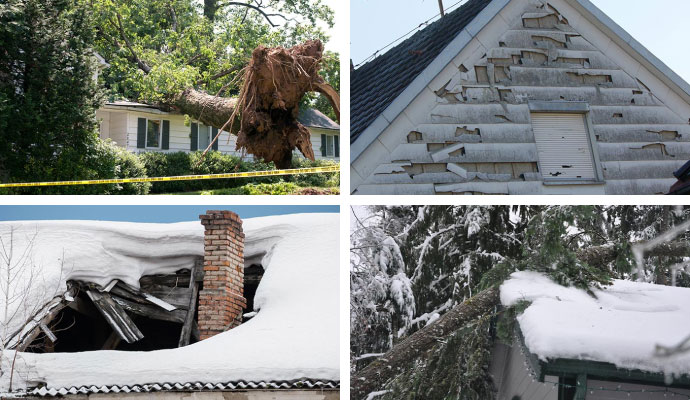 House storm damage collage