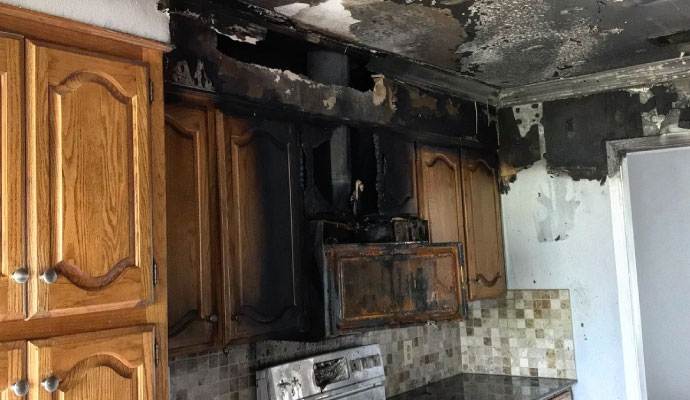 Kitchen fire damage cabinets