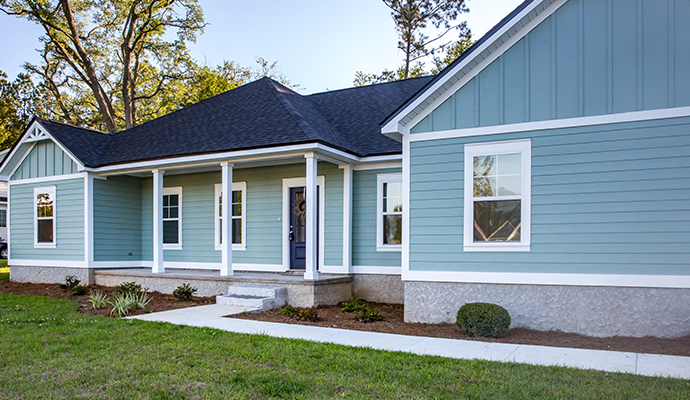 Newly restored house after wind damage