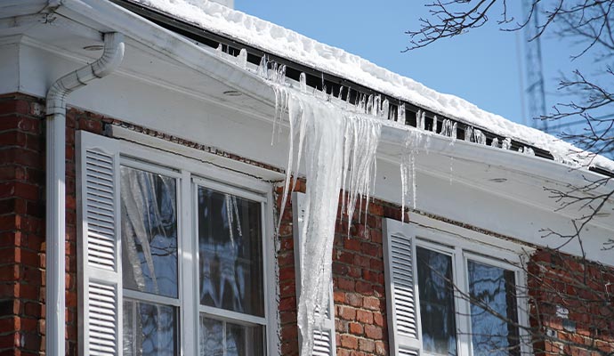 Ice damaged house