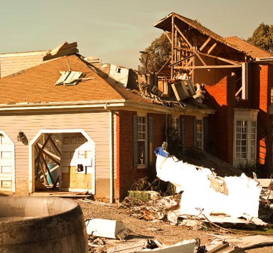 A storm damaged property A storm damaged property