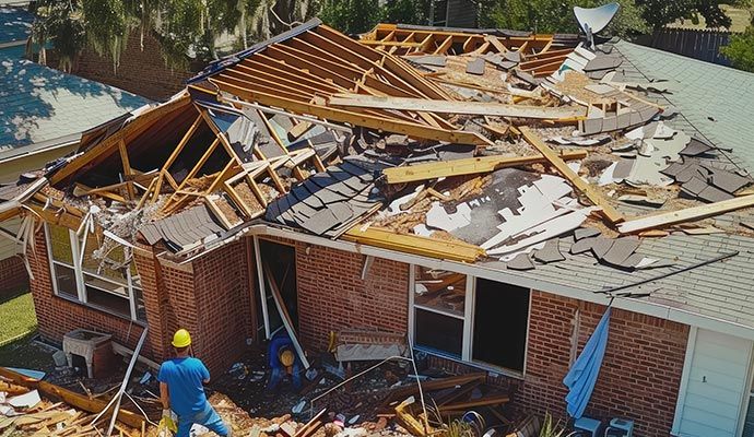 House roof damaged by storm