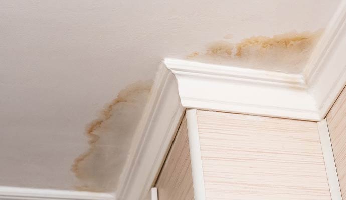 Visible stain on ceiling due to water damage
