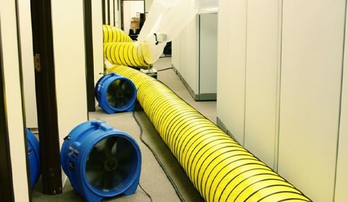 Water damage restoration service with equipments