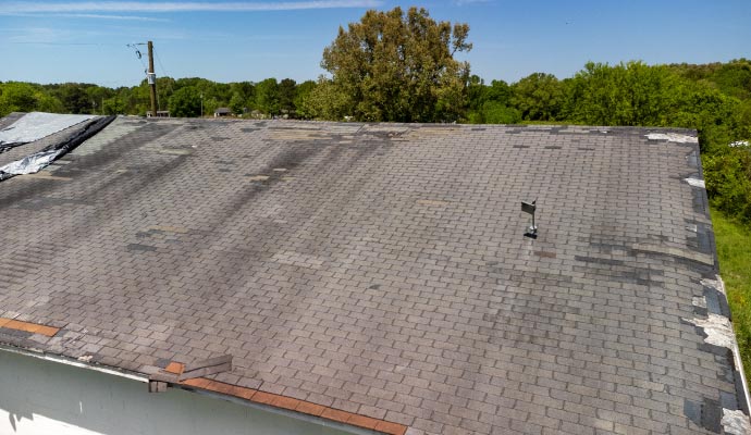 Roof heavily damaged by the storm