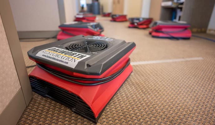 Industrial air mover drying floor