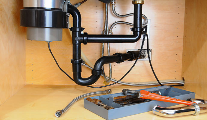 Kitchen sink plumbing installation