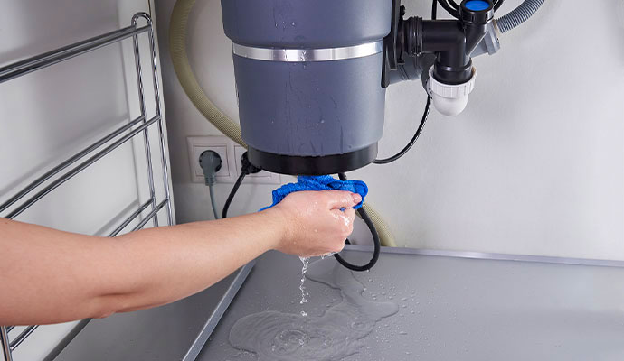 Leaking garbage disposal repair