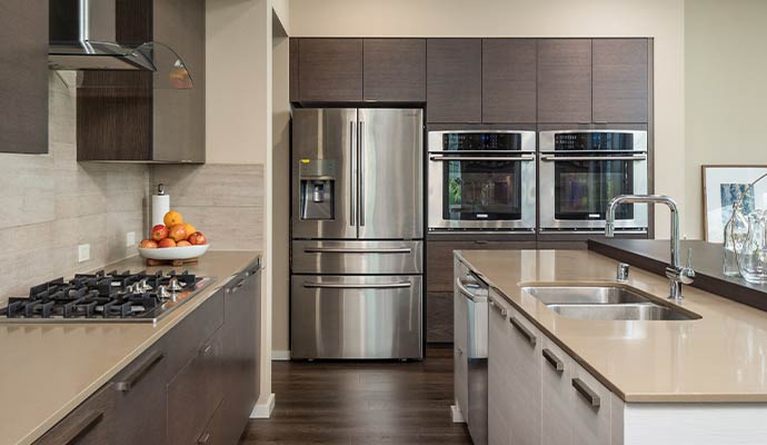 Modern kitchen remodeling after water damage