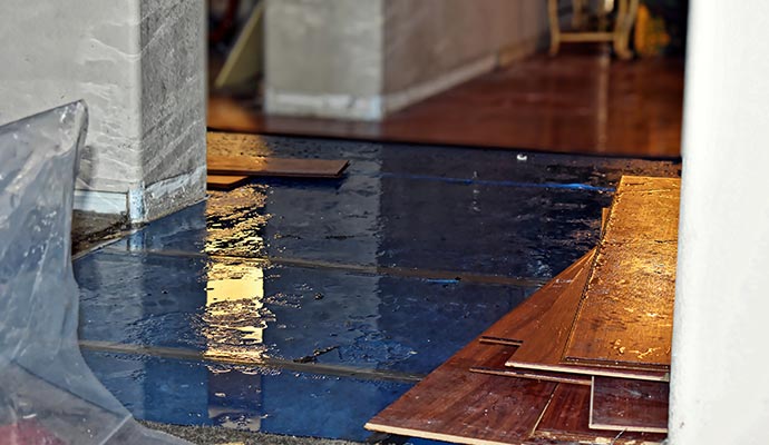 Water damaged wood floor