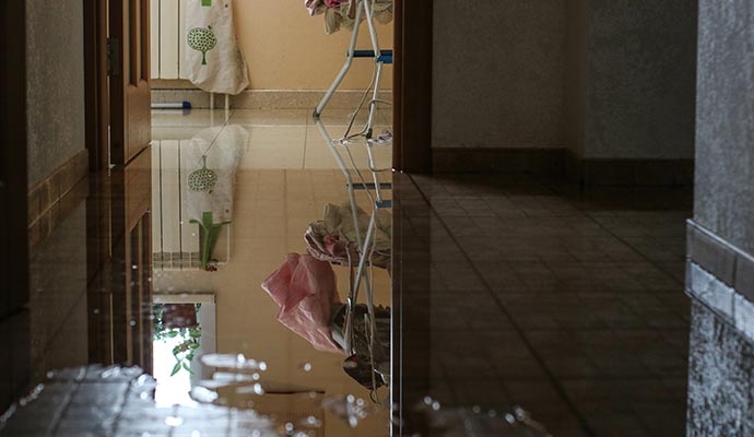 Water pooling on the floor