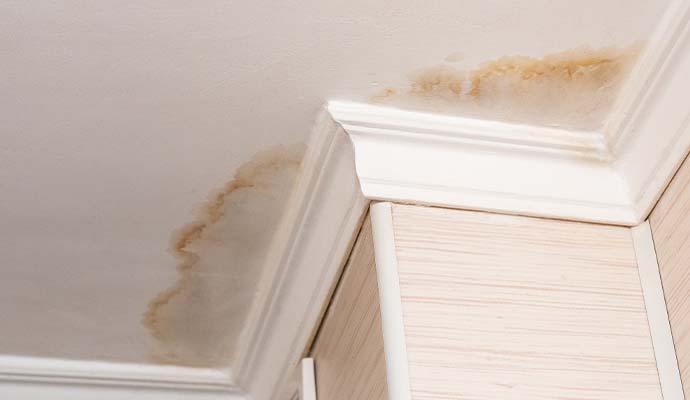 Water stain on ceiling from roof leak