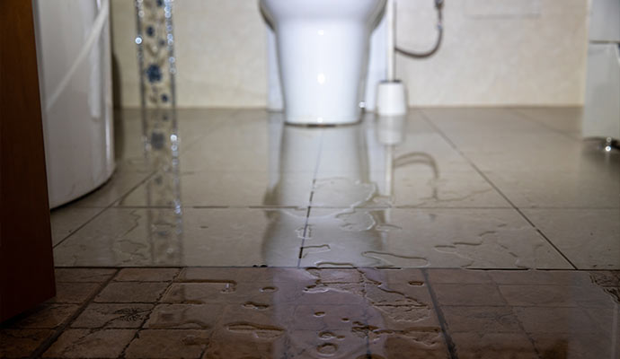 Wet bathroom floor